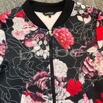 Bebe  Sport Jacket Black Floral Print Scuba Track Bomber Bling XS Photo 1