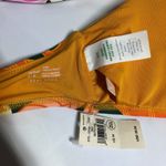 Aerie Bikini Top Scoop V Neck Removable Cups Floral Yellow Green Pink M Photo 2