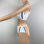 Pink Lily Women Crop Top Bikini Set Striped Printed High Waisted Sporty Swimsuit Photo 2