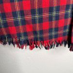 UMGEE Red Navy Yellow Plaid Frayed Hem Long Sleeve‎ Button Up Shirt Women Sz M Size M Photo 2