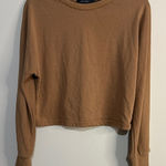 🎄Zesica cropped Long Sleeve Sweatshirt Brown Size M Photo 0