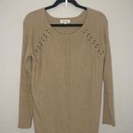 Calvin Klein Women's  Ribbed Gold Grommet Long Sleeve Sweater Tan  Size Medium Photo 0