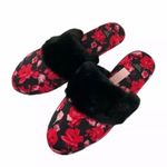 Victoria's Secret Victoria Secret Slippers Satin Red Black Floral Photo 4