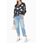 Vince Chrysanthemum Blouse Women's Large Navy Floral Career Classic Minimalist Photo 5