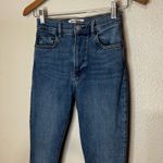 Reformation  Womens 25 Medium Wash High Waisted Frayed Hem Ankle Jeans Photo 2