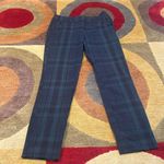 Loft Marissa Ankle Cropped Trouser Pants Green Navy Plaid Print Women’s Size 2 Photo 0
