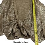 Alberto Makali  Gold Shimmer Knit Tie Front Long Sleeve Chic Cardigan Size L Photo 5