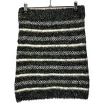 ZARA Knit Black Faux Fur Striped Mini Skirt S Photo 1