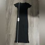 ZARA  Dark Gray Knit Ribbed Short Sleeve Midi Dress Size‎ S Photo 8