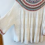 Free People Vacation Embroidered Sweater Knit Top Ivory Small 3/4 Sleeves Photo 6