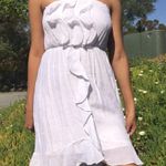 Macy's White Strapless Sundress with Ruched Bodice Photo 0