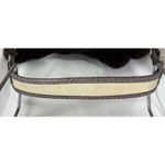 Liz Claiborne  Tan Poly Vinyl Brown Faux Fur Trimmed Handbag Photo 6