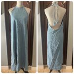 ZARA blue denim midi halter dress Photo 2