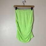 Sundry  NWOT Ruched Seam Bodycon Skirt pull on beach cover up solid neon green 2 Photo 5