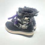 Sorel Tivoli II Leather Plaid Lace-Up Snow Boots Black Gray Purple Size US 5 Photo 6