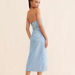 Free People  Strapless Picture Perfect Midi Denim Dress Size 8 Photo 1