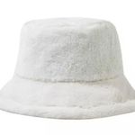 White Fluffy Fur Bucket Hat Photo 0
