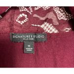 Signature 1 Studio Womens Babydoll Top Lace Burgundy Bell Sleeves Plus Sz 1X Y2K Red Photo 2
