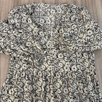 ZARA  Long Sleeve Floral Long Midi Dress Women’s Size Medium Black White Photo 4