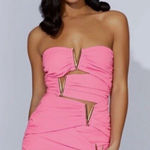 Meshki VICTORIE V-Hardware Mini Dress - Bubblegum Pink Size Medium NWT Coquette Photo 0