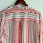 Nanette Lepore  NWT Tangerine Stripe Blouse L Breezy Boho Resort Chic Coastal Photo 7