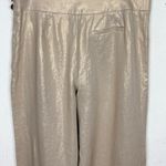 Talbots  Womens Linen Cropped Wide Leg Pants Gold Flat Front Side Zip Size 12P Photo 7