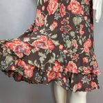 Jones New York  Bias Cut Dress Silk Floral ALTERED V-Neck Women Flirty Brown Pink Photo 12