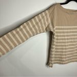 J.Crew  tan striped top long sleeve boat neck size XS Photo 1