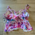 Torrid NWT  Underwire Tie Front Peplum Midkini Top Pink Tie Dye Size 1-D/DD Photo 2