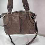 Fossil  Grey Pebbled Leather Tote Bag Top Zip Satchel L Four Corner Pockets Charm Photo 11