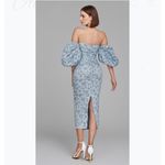 Stunning Off Shoulder Lace Midi Dress Puff Sleeve Formal Evening Gown Gray Size XL Photo 2