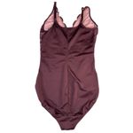 Adrienne Vittadini Burgundy Lace Trimmed Large Shaping Lace Bodysuit Feminine Photo 8