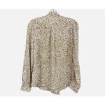 J. Crew White & Brown Leopard Print Bow Tie Neck Long Sleeve Blouse Size XL Photo 4