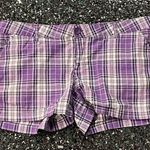 Max Rave Women’s Junior’s  Purple & White Size 5 Flannel Shorts Photo 0