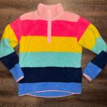 Crown & Ivy  Rainbow Striped Fleece Pullover Mock Neck 1/3 Snap Size Small Photo 0