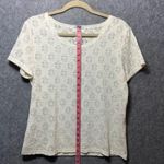 Covington Vintage Y2K White Lace Top L Floral Knit Stretch Short Sleeve Photo 2