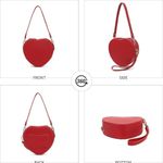 CGYGP Heart Purse Vegan Leather Shoulder Handbag With Wrist Strap Red Photo 7