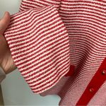 Vintage Womens L Red & White Striped Varsity Cardigan Preppy Nautical Coastal Size L Photo 5