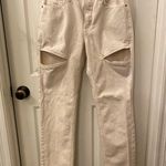 Good American  Cream Cut-Out Jeans size 4 Photo 0