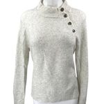 J.Crew Gray Knit Wool Mock Neck Button Long Sleeve Pullover Sweater Top Size XS Photo 0