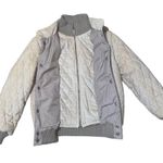 Vintage Puffer Quilted Snap Button Zippered Jacket with elastic knit sleeves M Tan Size M Photo 1