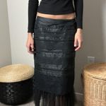 vintage 90s y2k black silk tiered lace fairy goth tulle low rise midi maxi skirt Size XS Photo 3