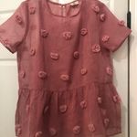 Entro NWOT Pink Pompom Blouse Photo 0