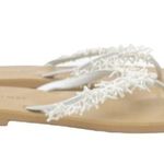 Newport News White Beaded Flip Flops Tropical Coastal Thong Sandals Size 10 Photo 8