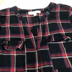 Olive & Oak  Navy red plaid button down shirt S B7 Photo 4