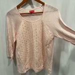 Elle Cute vintage 90’s-Y2K pink blush lightweight sweater eyelet double layer front Photo 0