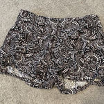 Loft Black and White Paisley Linen Shorts Medium Photo 0