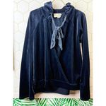 Saturday Sunday by Anthropologie Navy Velvet Faux Wrap Hoodie Photo 5