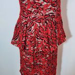 Madam X Red Lace One Shoulder Dress with Peplum NWT Size 6 Lace Cocktail Dress Photo 5
