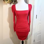 Lovers + Friends NWT Benae Square Neck Ruched Sides Mini Dress in Red ~S🧡 Photo 9